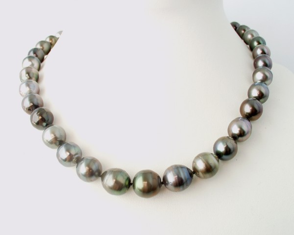 Silver - Copper baroque pearl necklace